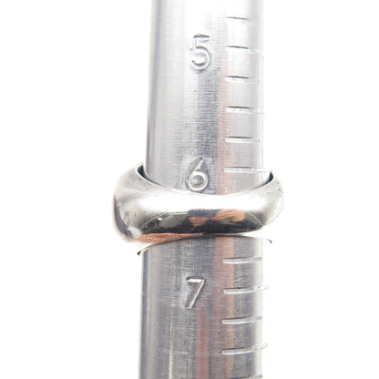 925 Sterling Silver Vintage Modernist Ribbed Dome Oxidized Ring Size 6.5