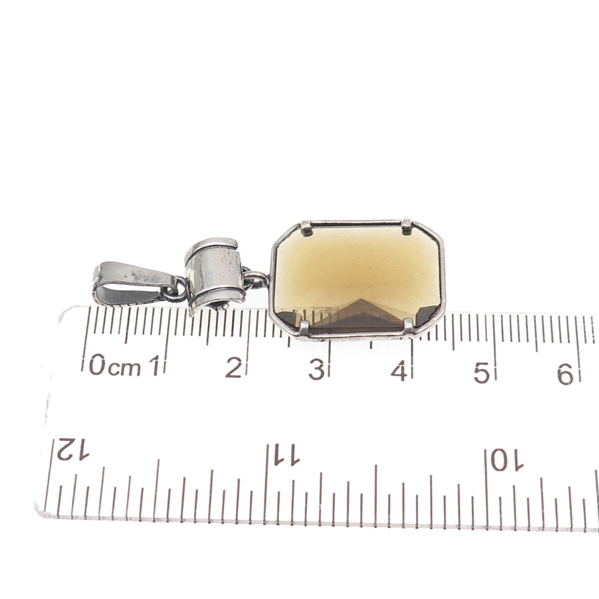 925 Sterling Silver Vintage Real Smoky Quartz Oxidized Charm Pendant