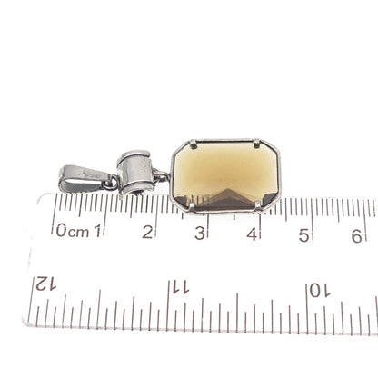 925 Sterling Silver Vintage Real Smoky Quartz Oxidized Charm Pendant