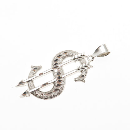 925 Sterling Silver Vintage Arrow Dollar Sign Charm Pendant