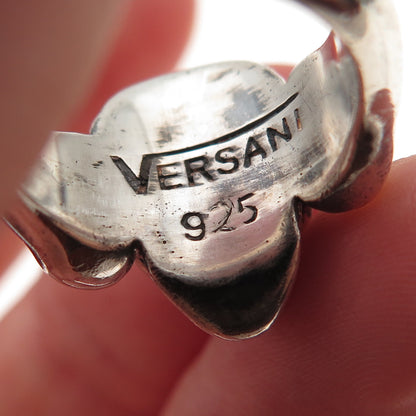 Versani 925 Sterling Silver Vintage Real Red Garnet Skull Oxidized Ring Size 5