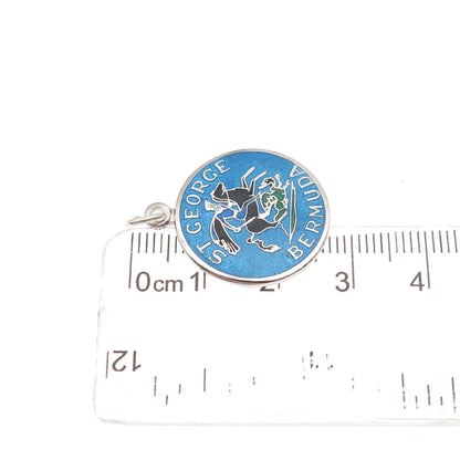 Breadner Co. 925 Sterling Silver Vintage Enamel St. George Bermuda Charm Pendant