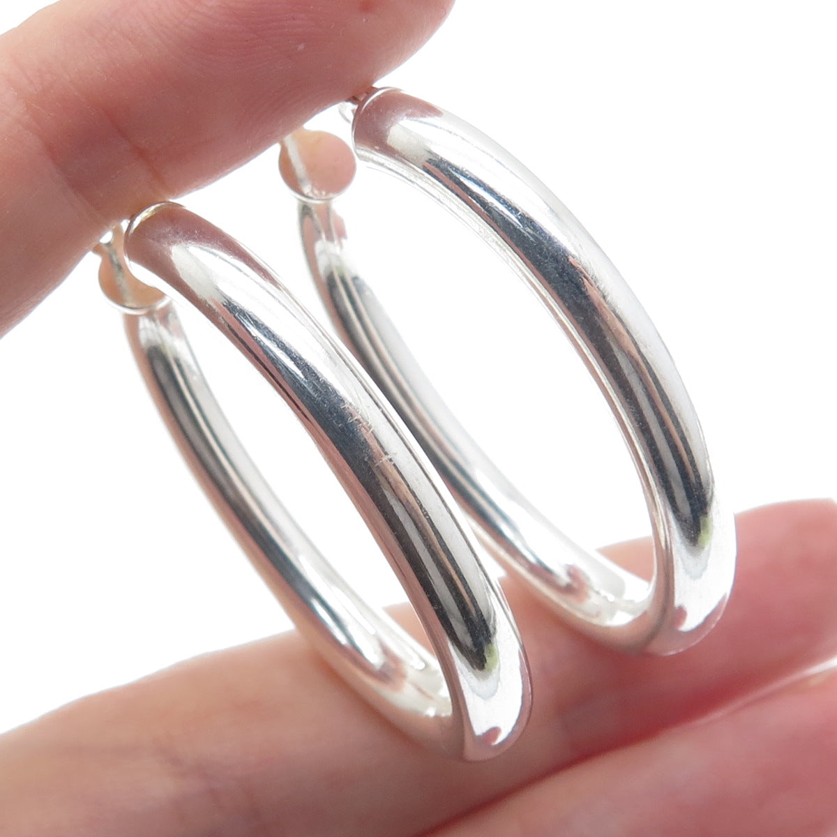 925 Sterling Silver Oval Hoop Earrings