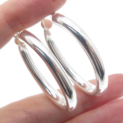 925 Sterling Silver Oval Hoop Earrings