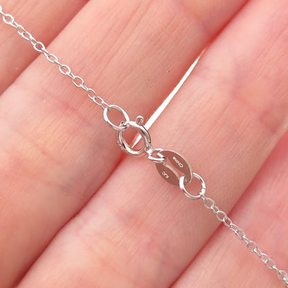 Chuck Clemency 925 Sterling Silver Real Diamond Cable Chain Necklace 18"