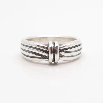 925 Sterling Silver Vintage Ribbed Bow Ring Size 7.5