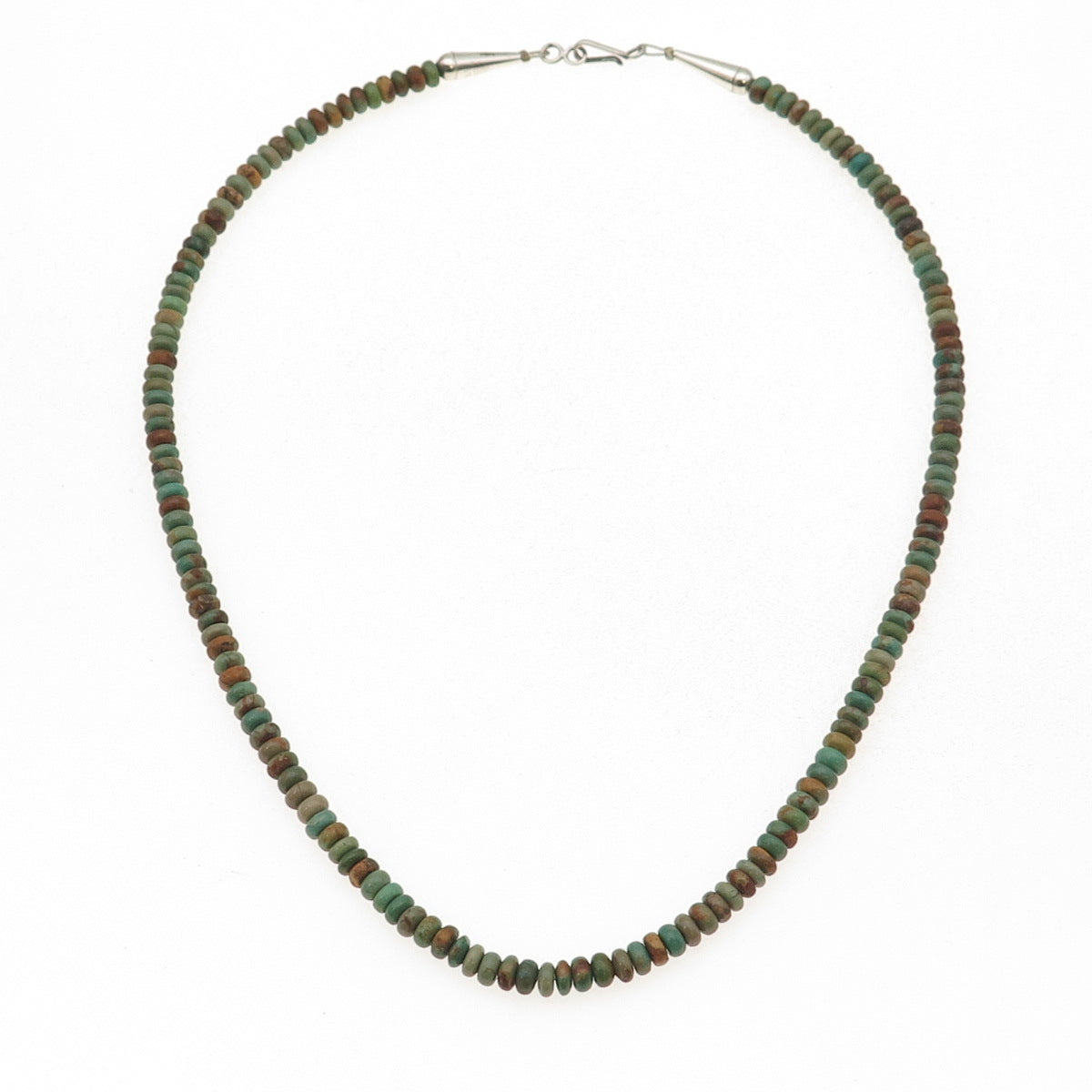 Sunrise Old Pawn Sterling Silver Vintage Royston Turquoise Beaded Necklace 18"