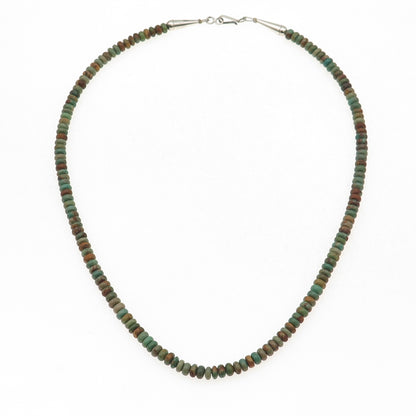 Sunrise Old Pawn Sterling Silver Vintage Royston Turquoise Beaded Necklace 18"