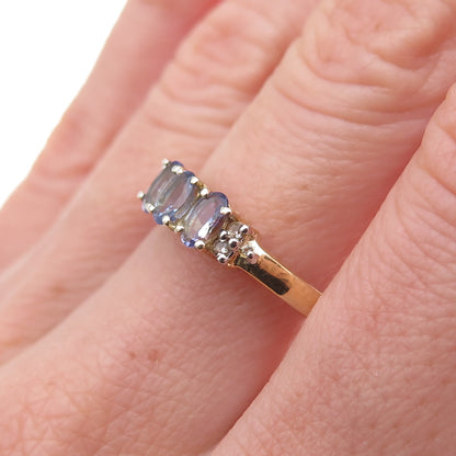 Chuck Clemency 925 Sterling Silver Gold Plated Real Tanzanite Ring Size 8.25