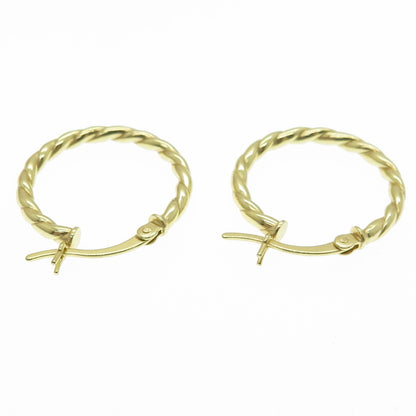 HAN 925 Sterling Silver Gold Plated Twisted Rope Hoop Earrings