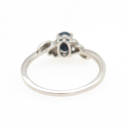 Chuck Clemency 925 Sterling Silver Vintage Real Diamond & Sapphire Ring Size 9