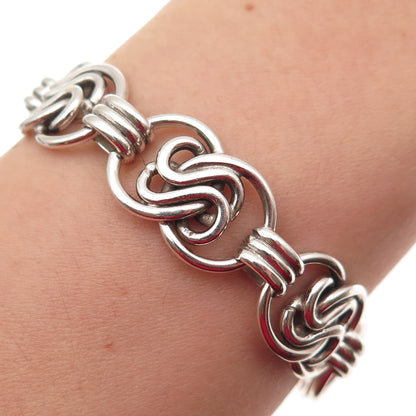 835 Silver Vintage Modernist Interlocked Infinity Link Bracelet 7.25"