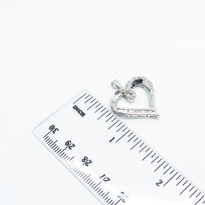 925 Sterling Silver Real White Diamond Open Heart Pendant