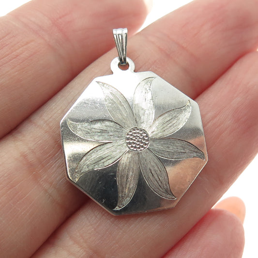 925 Sterling Silver Vintage Edelweiss Flower Oxidized Charm Pendant