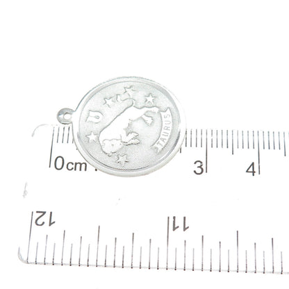925 Sterling Silver Vintage Taurus Zodiac Sign Charm Pendant
