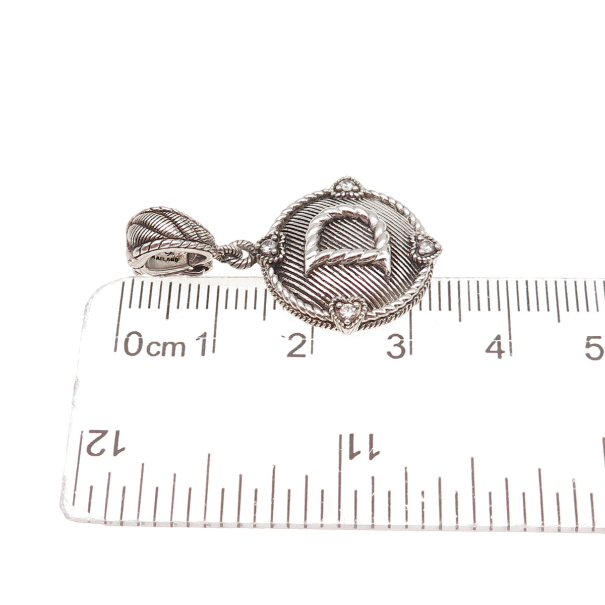 Judith Ripka 925 Sterling Silver Round-Cut C Z Letter D Initial Charm Pendant