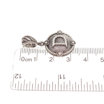 Judith Ripka 925 Sterling Silver Round-Cut C Z Letter D Initial Charm Pendant
