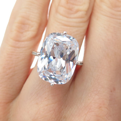 925 Sterling Silver Cushion-Cut C Z Engagement Ring Size 5