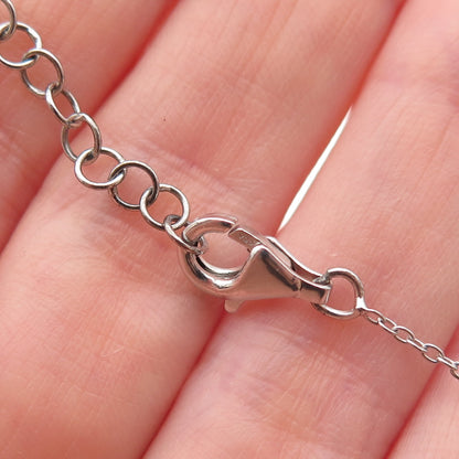 925 Sterling Silver Real Sleeping Beauty Turquoise Cable Chain Necklace 18-20"