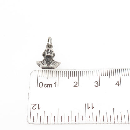925 Sterling Silver Antique Art Deco George Washington 3D Mini Charm Pendant