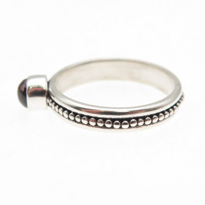 925 Sterling Silver Vintage Real Rhodolite Dotted Oxidized Ring Size 8.5