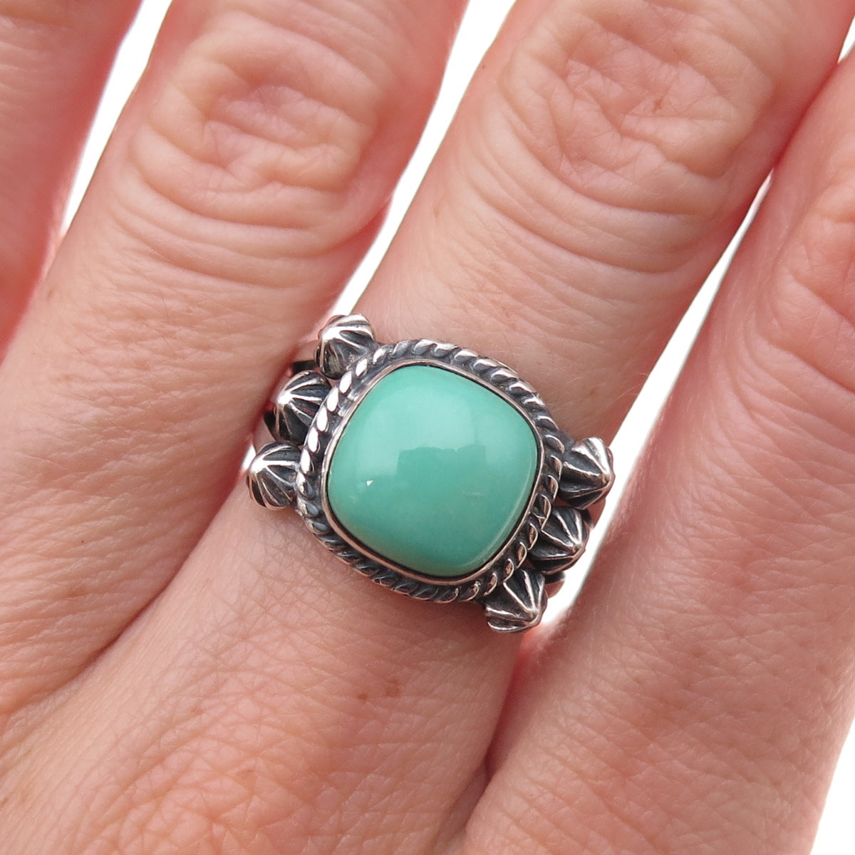 Garden of the Gods Old Pawn 925 Sterling Vintage Turquoise Arrow Ring Size 6.75