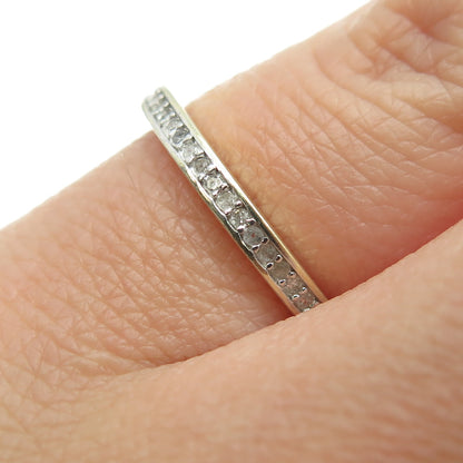 925 Sterling Silver Gold Plated Real Round-Cut Diamond Half Eternity Ring Size 5