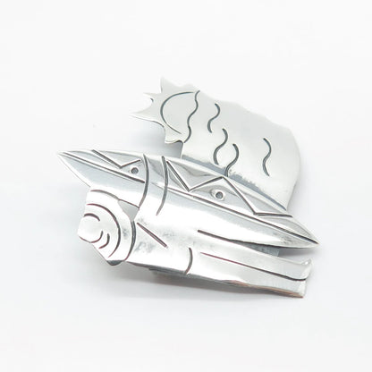 925 Sterling Silver Vintage Mexico Surfing Pin Brooch