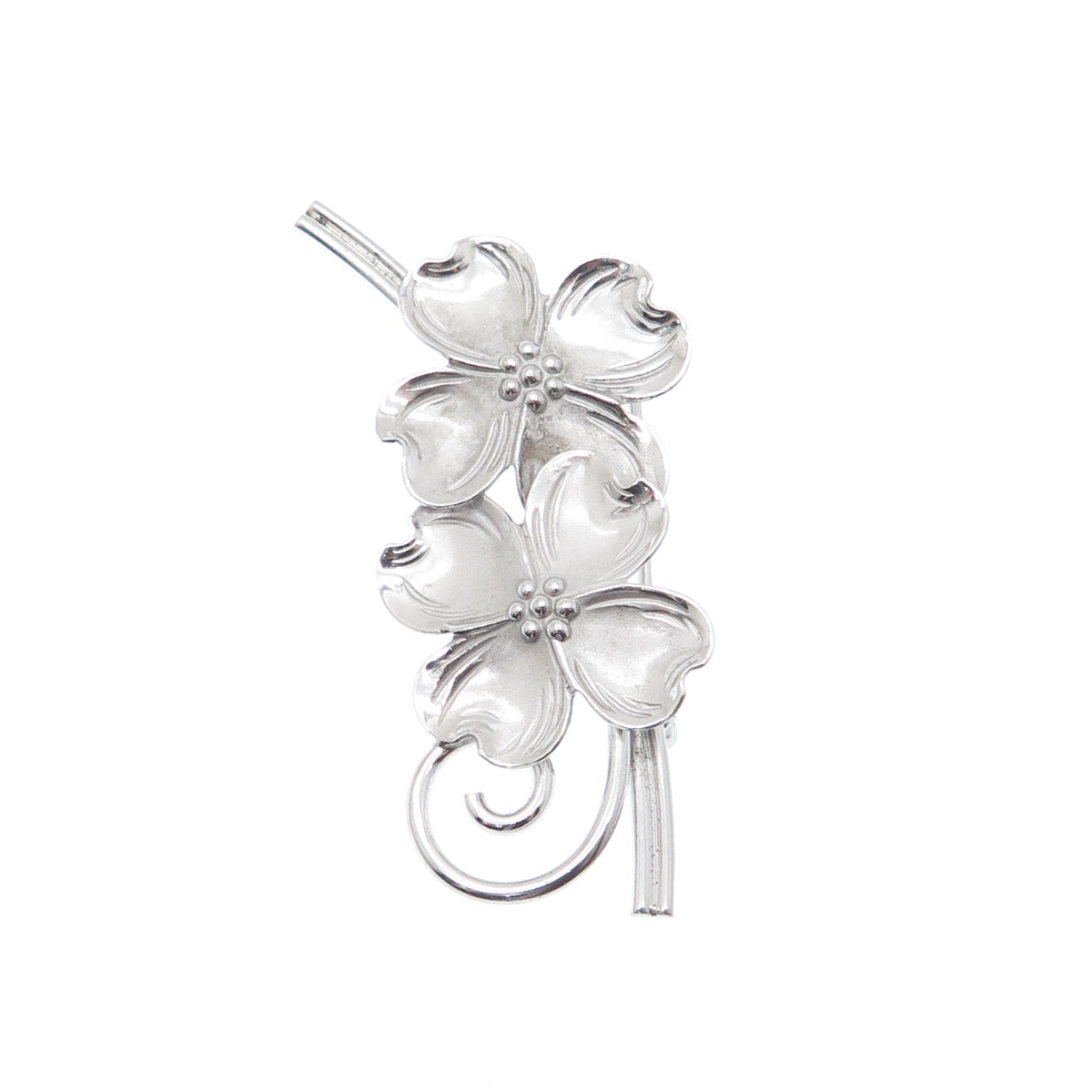 BEAU 925 Sterling Silver Vintage Dogwood Flower Pin Brooch
