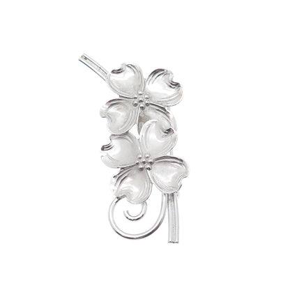 BEAU 925 Sterling Silver Vintage Dogwood Flower Pin Brooch