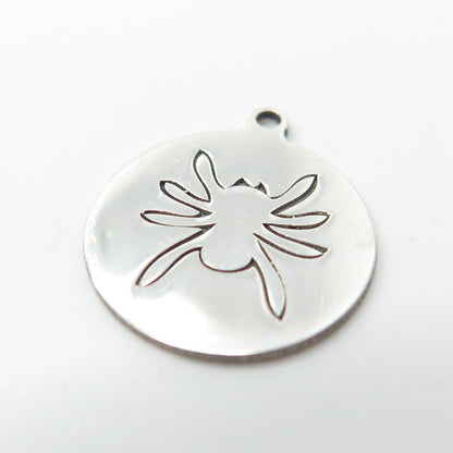 925 Sterling Silver USA Two In Town Spider Charm Pendant