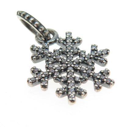 PANDORA 925 Sterling Silver Round-Cut C Z Snowflake Charm Pendant