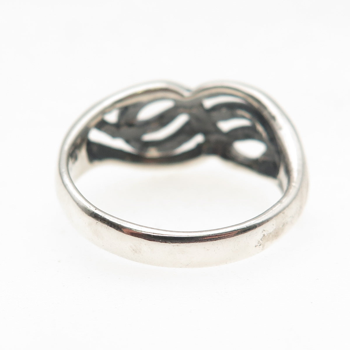 925 Sterling Silver Vintage Modernist Infinity Oxidized Ring Size 10