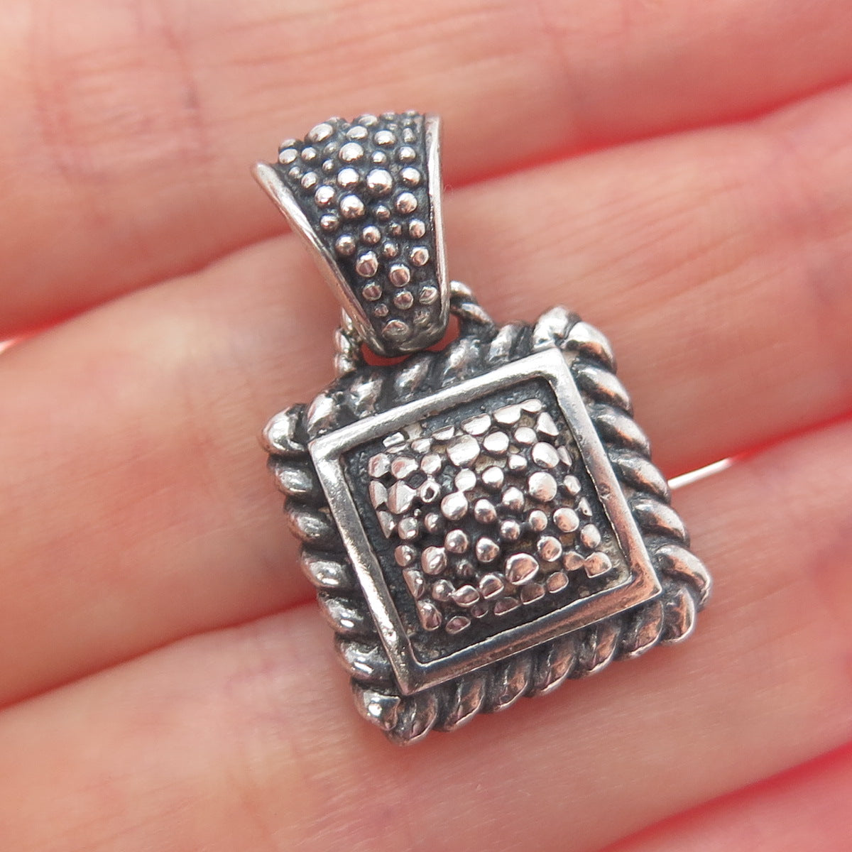 SIDNEY EVAN 925 Sterling Silver Vintage Modernist Granulated Oxidized Pendant