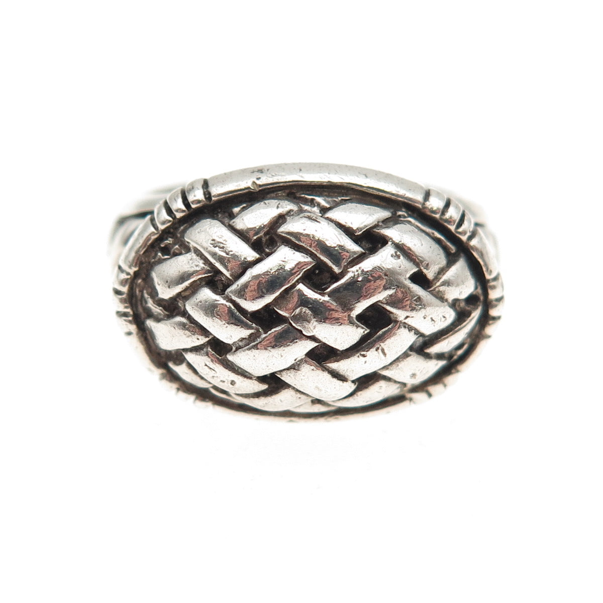 Sidney Evan 925 Sterling Silver Vintage Modernist Woven Oxidized Ring Size 7.5