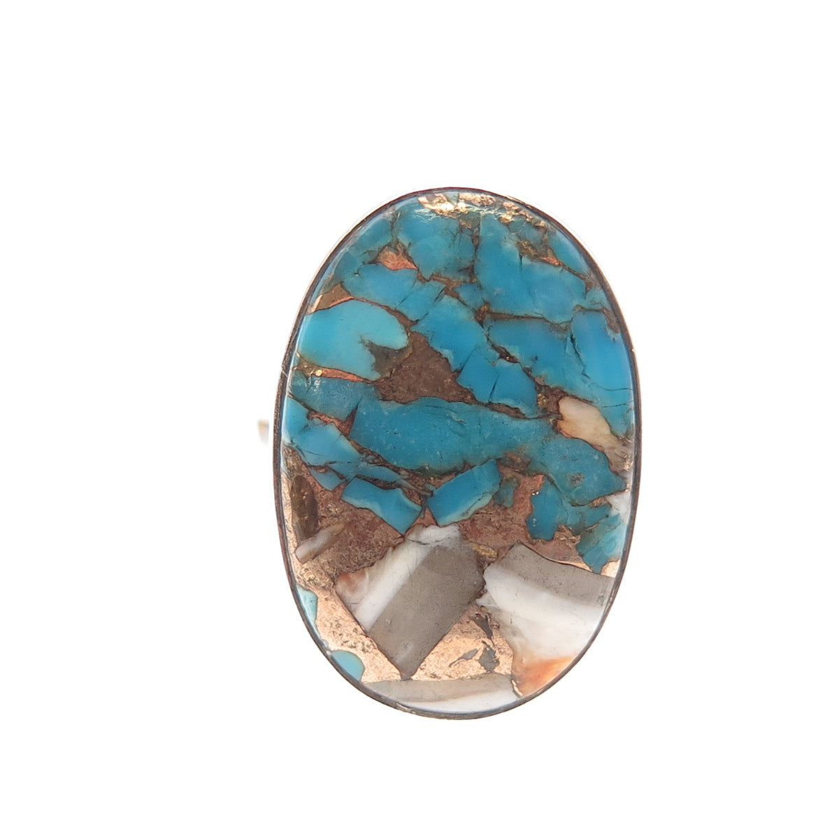 925 Sterling Silver Vintage Real Mohave Turquoise Modernist Ring Size 7.75