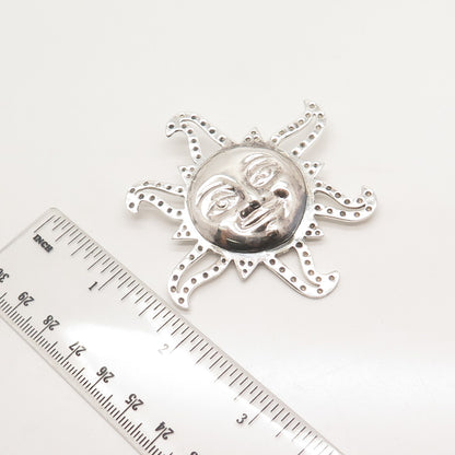 925 Sterling Silver Vintage Mexico Dotted Sun Pin Brooch
