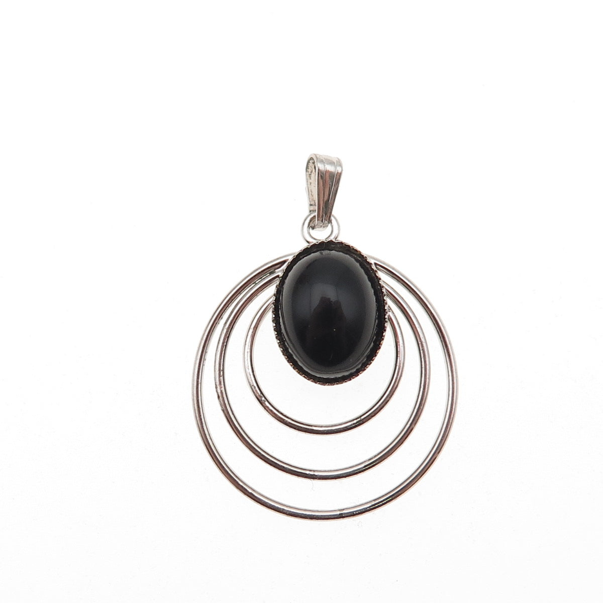 1/20 12K White Gold Filled Antique Art Deco Real Black Onyx Charm Pendant
