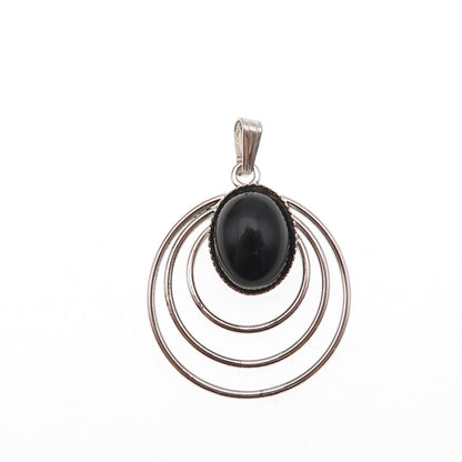 1/20 12K White Gold Filled Antique Art Deco Real Black Onyx Charm Pendant