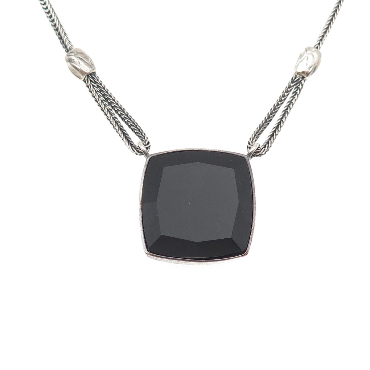 Silpada 925 Sterling Silver Vintage Real Turquoise & Black Onyx Necklace 18-20"