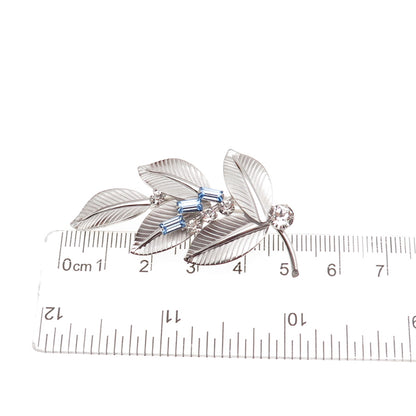 Carl Art 925 Sterling Silver Antique Art Deco Rhinestone Floral Pin Brooch