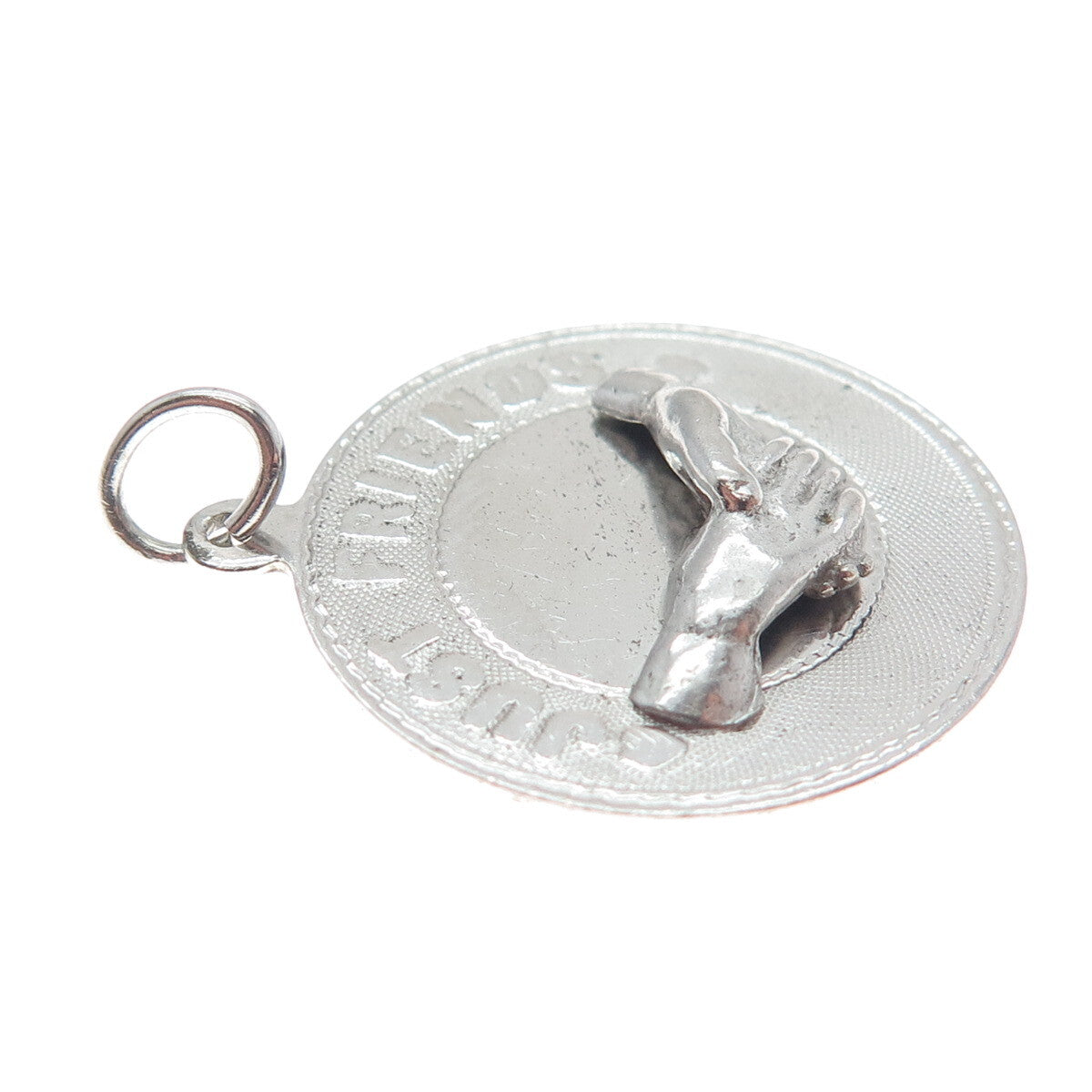 MARC MERCY 925 Sterling Silver Vintage "Just Friends" Handshake Pendant