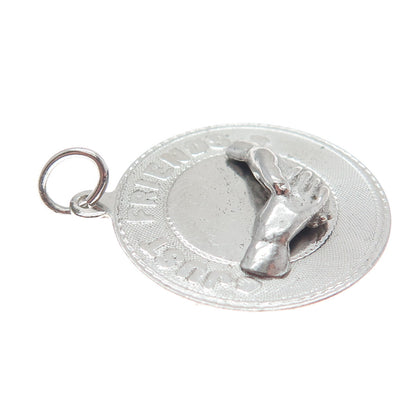 MARC MERCY 925 Sterling Silver Vintage "Just Friends" Handshake Pendant