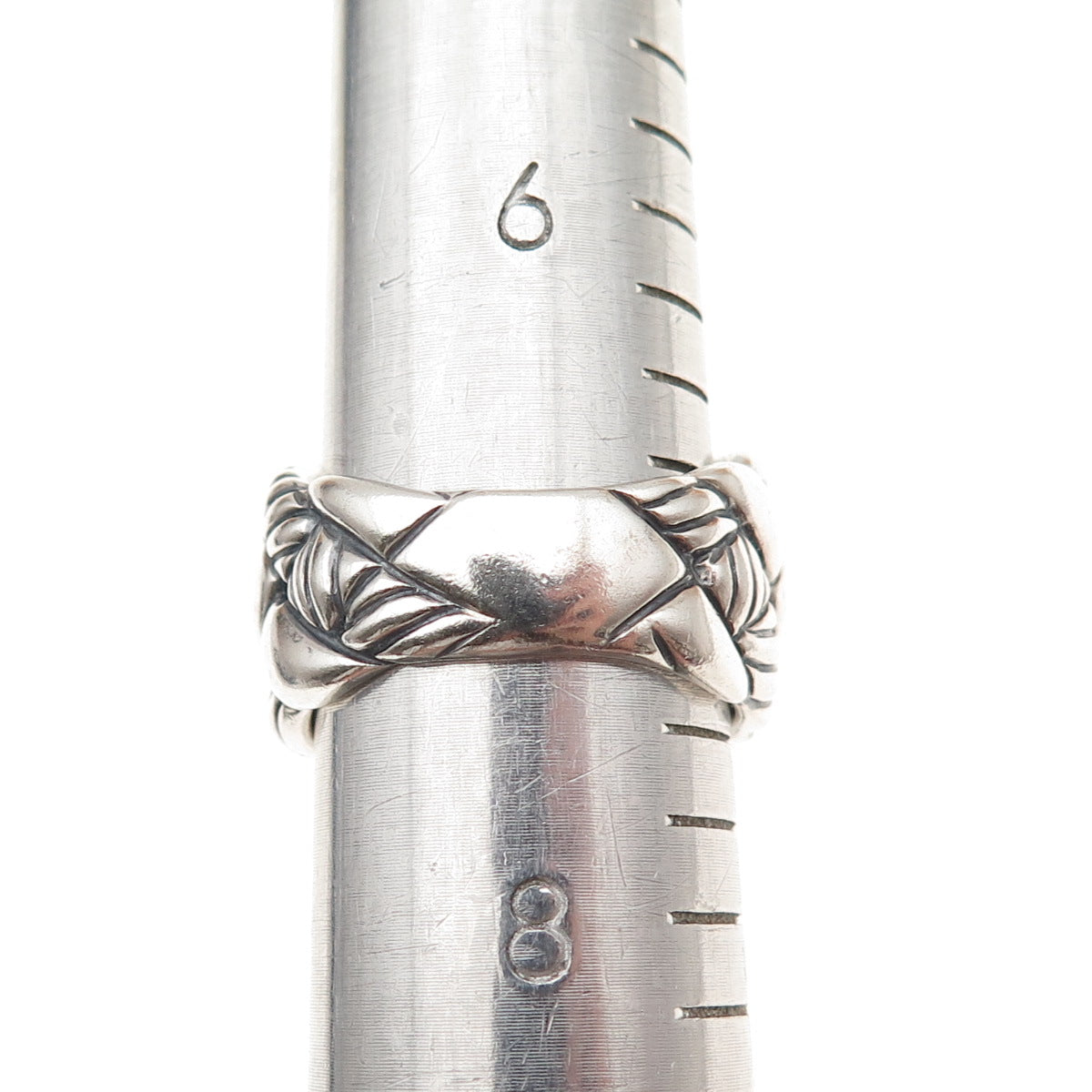 David Yurman 925 Sterling Silver Vintage Woven Oxidized Ring Size 7.25