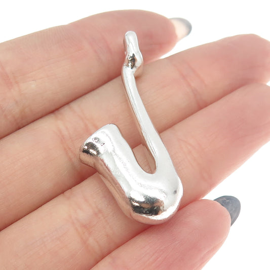 925 Sterling Silver Vintage Saxophone Musical Instrument Charm Pendant