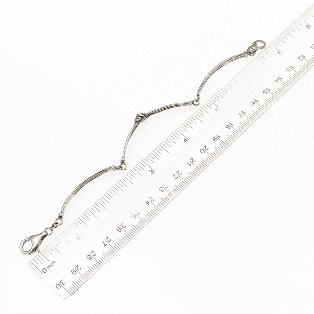Silpada Sterling Silver Vintage Modernist Knot Oxidized Bar Link Bracelet 7.5"