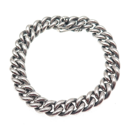 925 Sterling Silver Vintage Peru Cuban Link Oxidized Bracelet 7"
