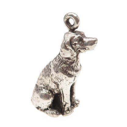 925 Sterling Silver Vintage Golden Retriever Oxidized 3D Hollow Pendant
