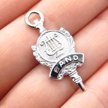 925 Sterling Silver Vintage Enamel "Band" Candlestick Pendant