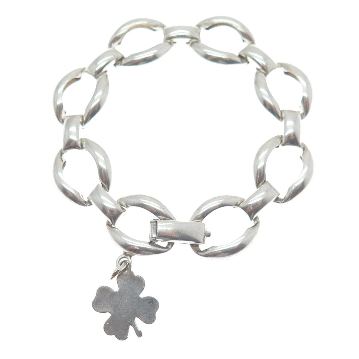 DANECRAFT 925 Sterling Silver Antique Art Deco Clover Charm Bracelet 6"